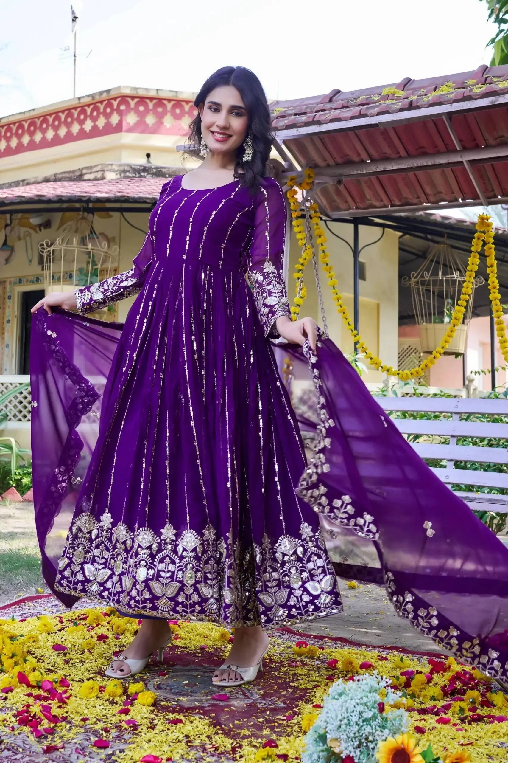 Soft Purple Faux Georgette Suit Kalyanja Fashion